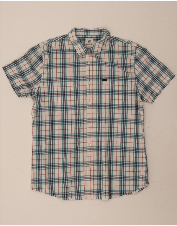 Camisa masculina de manga curta Lee 2XL algodão xadrez azul