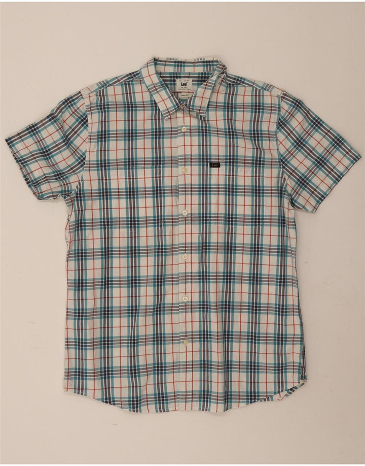Camisa masculina de manga curta Lee 2XL algodão xadrez azul