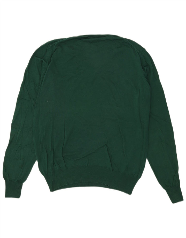 Suéter masculino Fred Perry com decote em V de algodão verde médio
