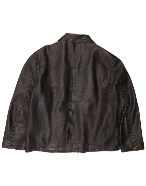 Jaqueta de couro masculina VINTAGE UK 44 2XL preta