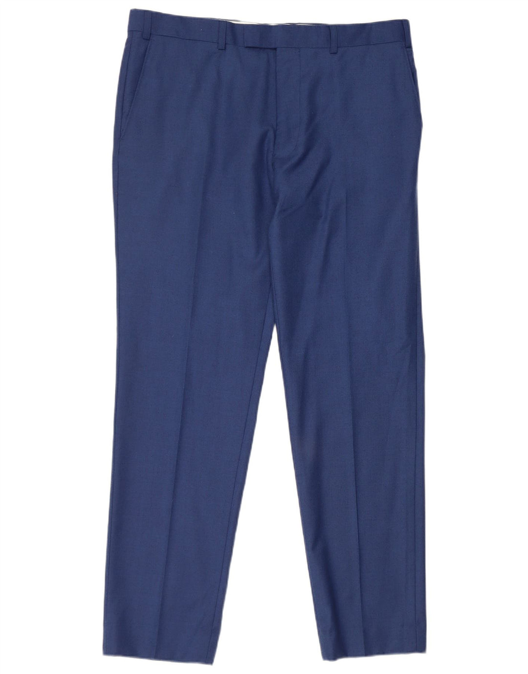 Calça masculina de terno reto French Connection W36 L31 lã azul