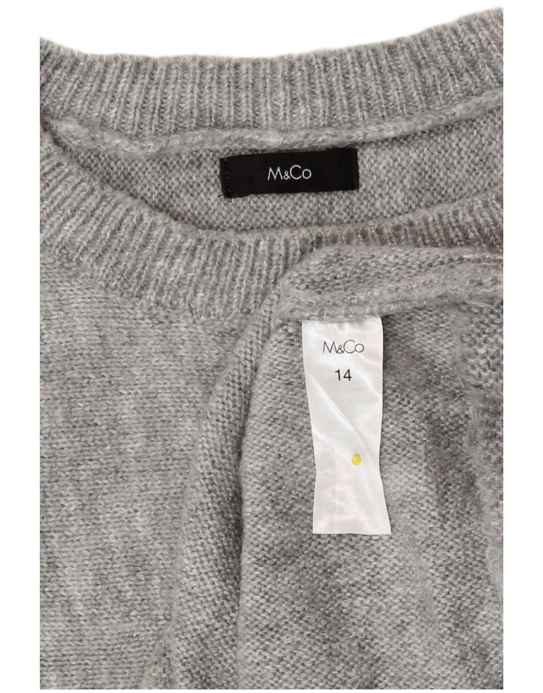 M&Co Suéter feminino Batwing com gola canoa UK 14 listrado cinza médio