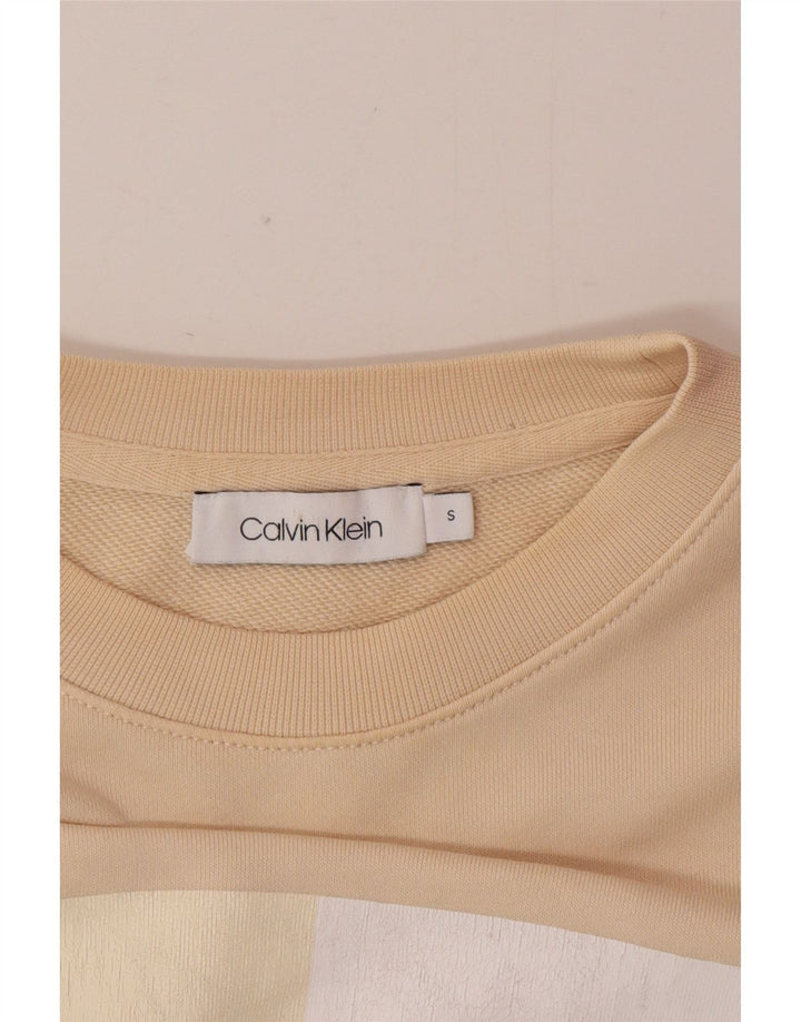 Calvin Klein moletom feminino gráfico oversized jumper Reino Unido 10 pequeno bege