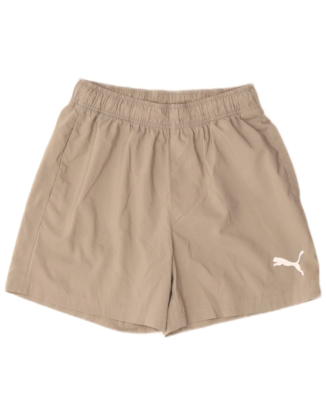 Shorts esportivos femininos Puma pequenos poliéster bege