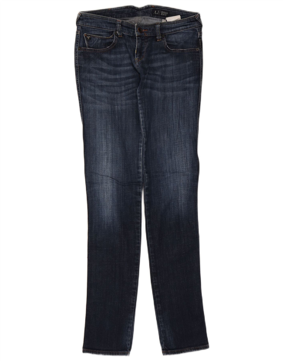 Armani feminino gráfico slim jeans W26 L32 algodão azul marinho