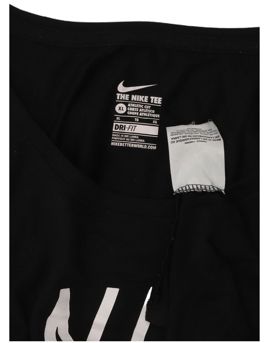 Top gráfico feminino Nike Athletic Cut manga comprida UK 18 XL preto poliéster