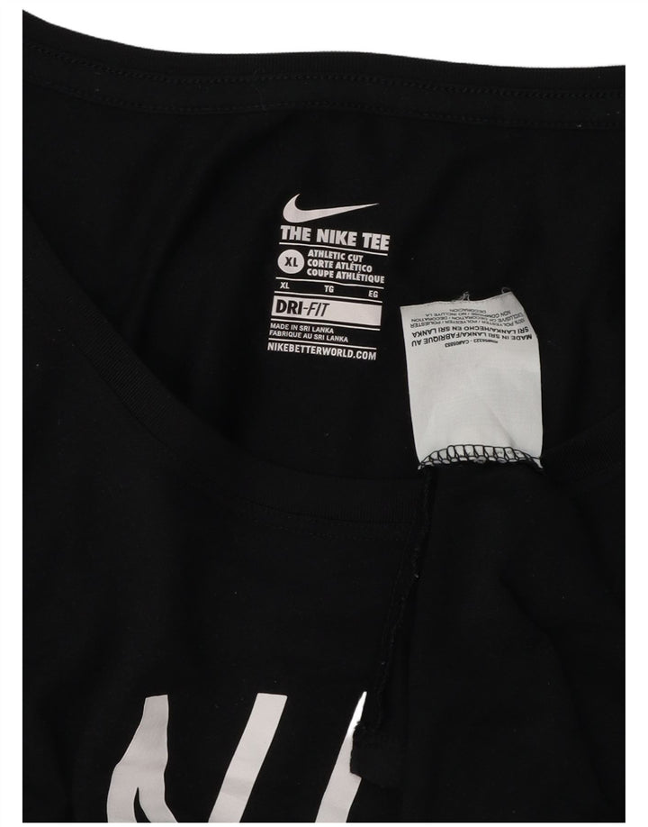 Top gráfico feminino Nike Athletic Cut manga comprida UK 18 XL preto poliéster