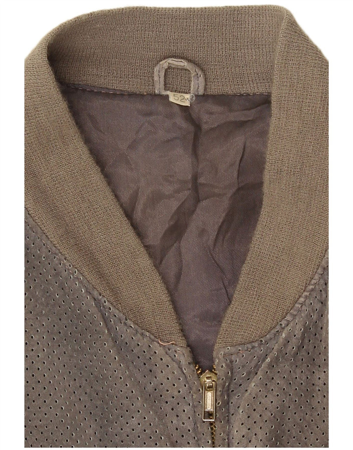 Jaqueta bomber masculina vintage de camurça IT 52 XL cinza