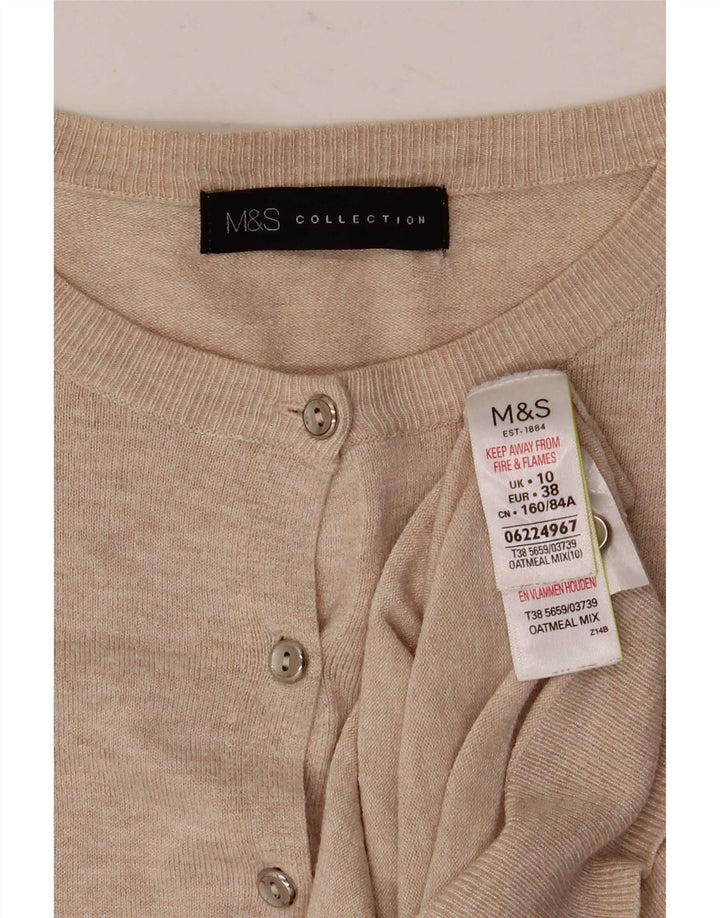 Suéter cardigã feminino Marks & Spencer UK 10 pequeno bege viscose