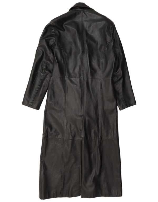 Casaco de couro feminino longo e solto Calculus UK 4 XS preto