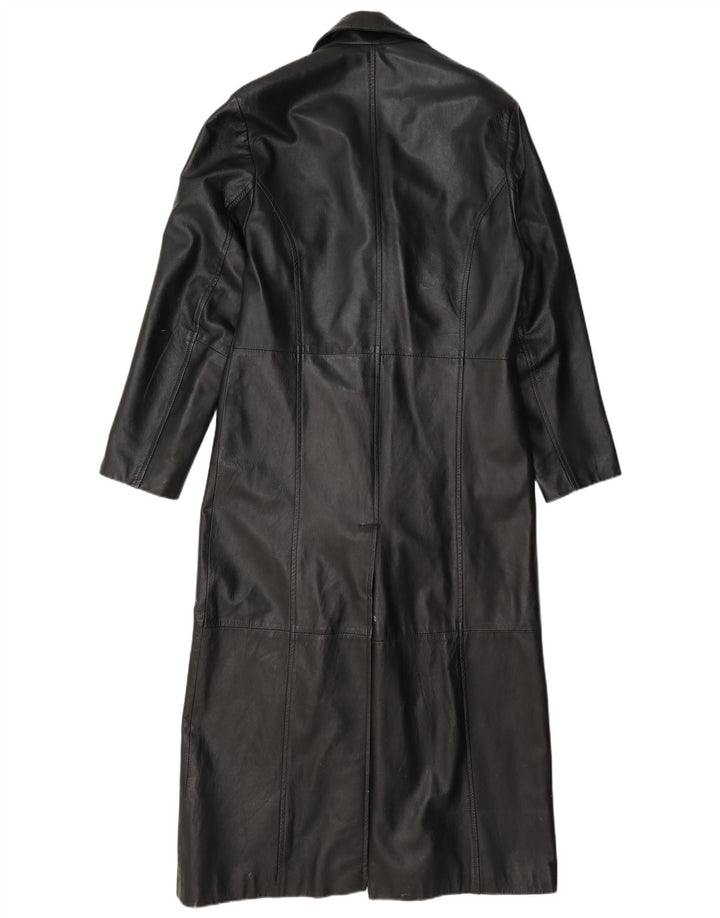 Casaco de couro feminino longo e solto Calculus UK 4 XS preto