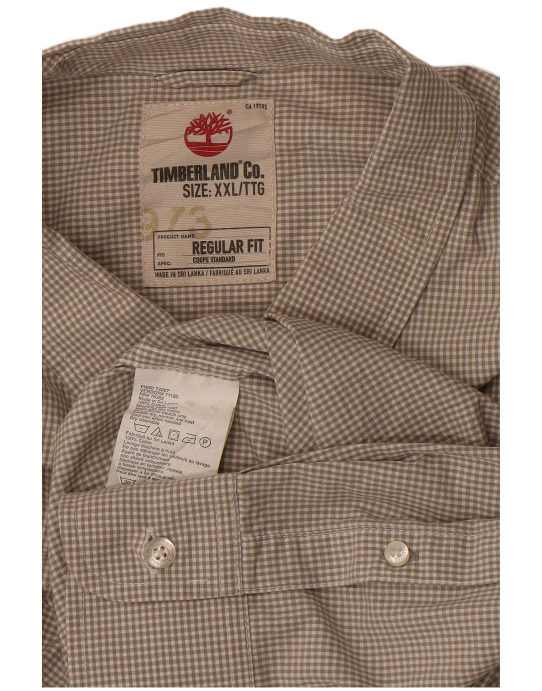 Camisa masculina Timberland Regular Fit 2XL cinza algodão guingão