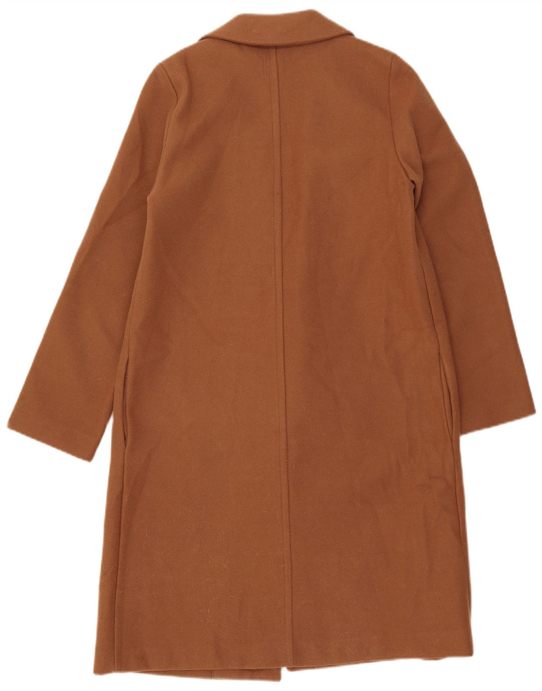 Sobretudo aberto feminino Zara UK 10 pequeno poliéster marrom