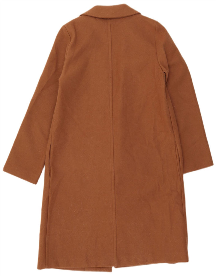 Sobretudo aberto feminino Zara UK 10 pequeno poliéster marrom
