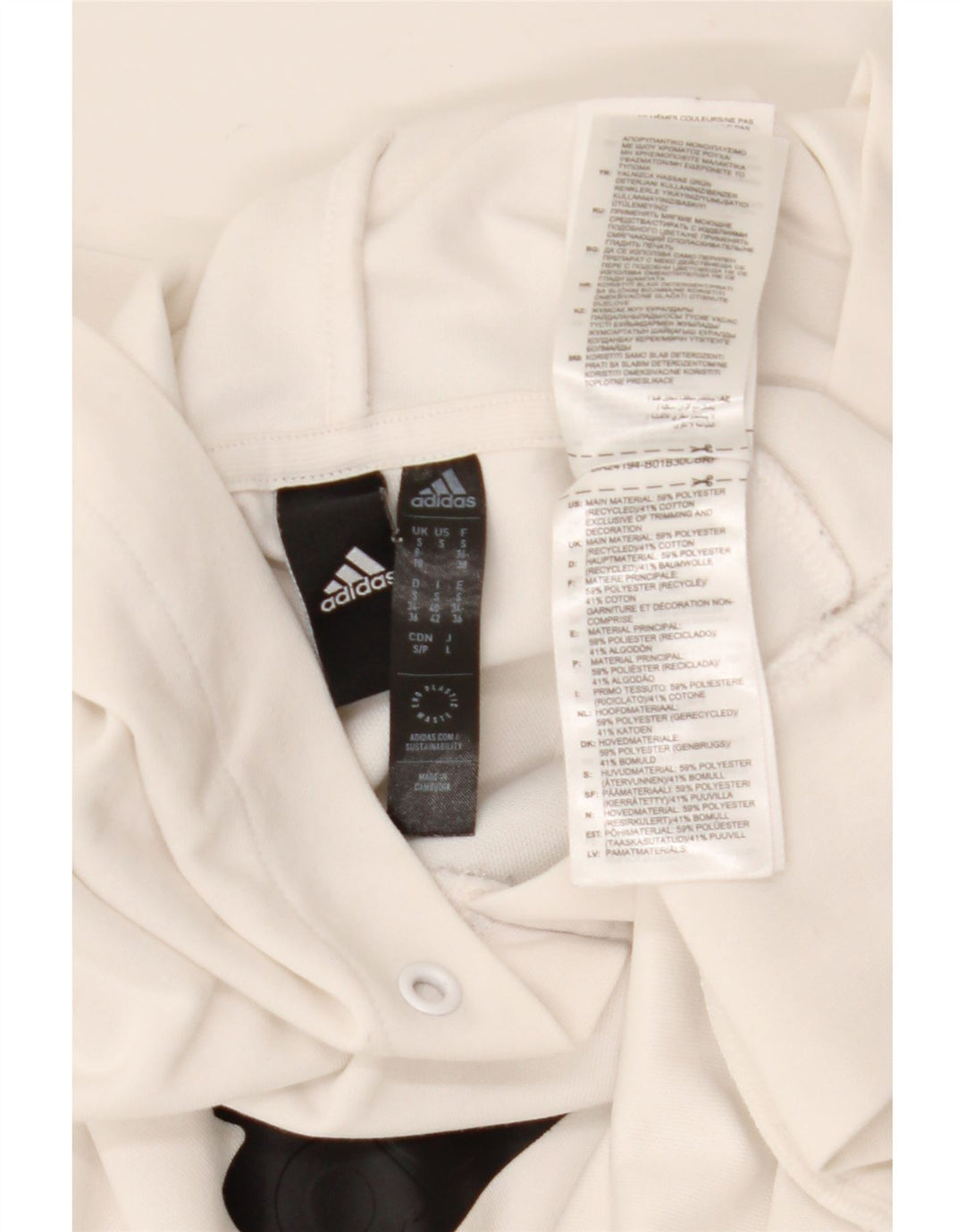 Adidas Womens Graphic Hoodie Jumper UK 8/10 Pequeno Poliéster Branco
