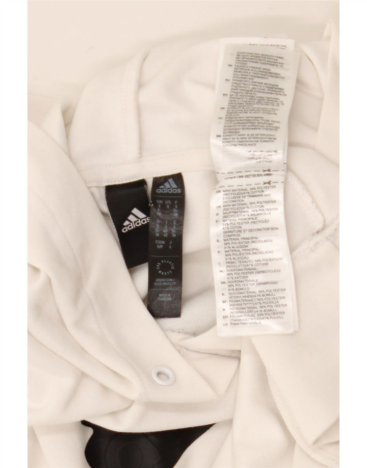 Adidas Womens Graphic Hoodie Jumper UK 8/10 Pequeno Poliéster Branco