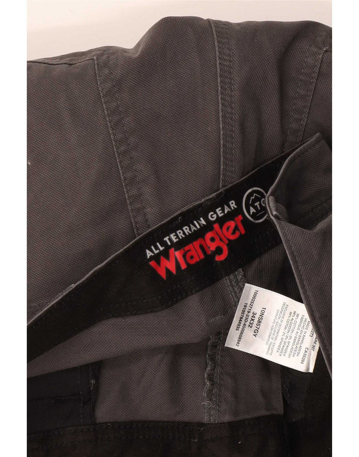 Calça Wrangler Mens Straight Cargo W34 L32 Algodão Cinza