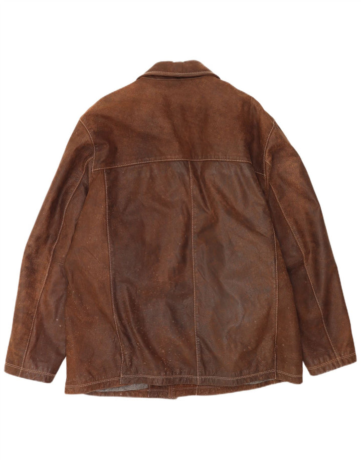 Jaqueta de couro masculina Strellson IT 56 3XL couro marrom