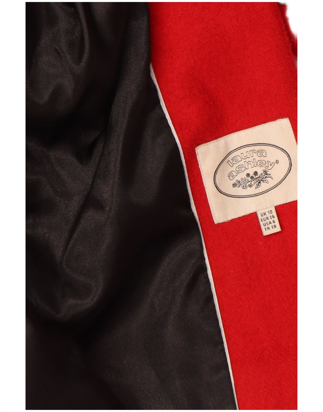 Sobretudo feminino LAURA ASHLEY Reino Unido 10 lã vermelha pequena