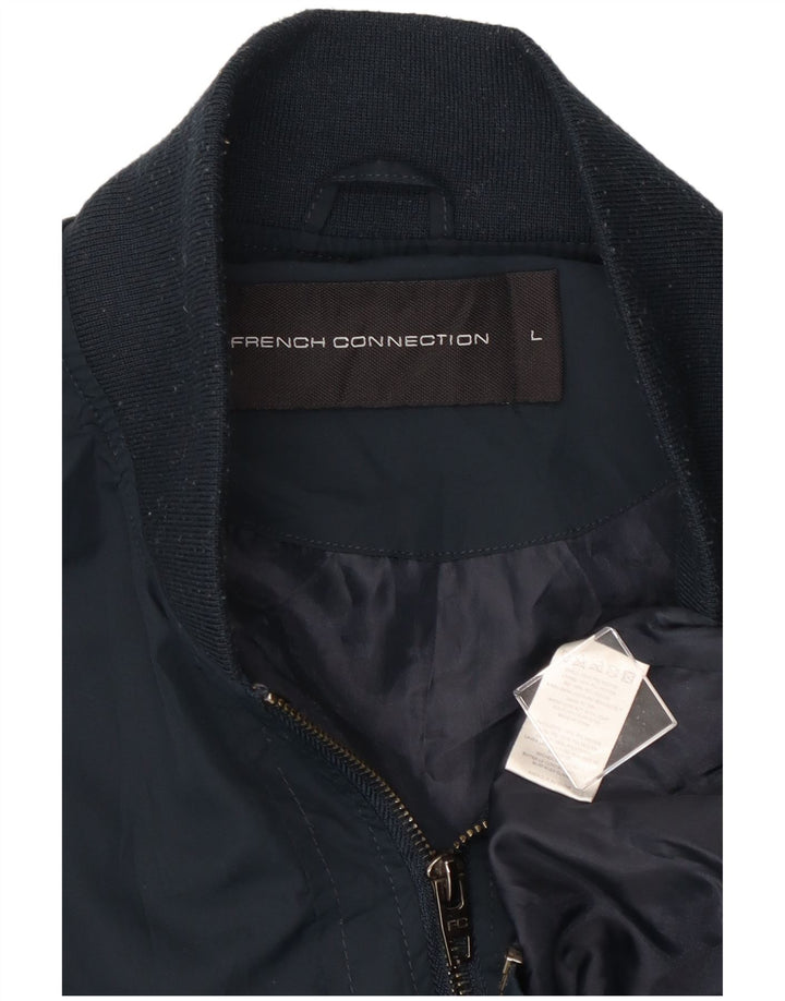Jaqueta bomber masculina FRENCH CONNECTION UK 40 grande poliéster azul marinho