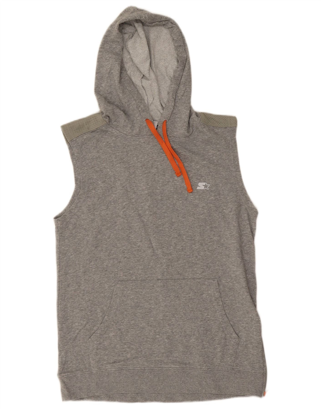 Jumper masculino com capuz sem mangas Starter algodão cinza médio