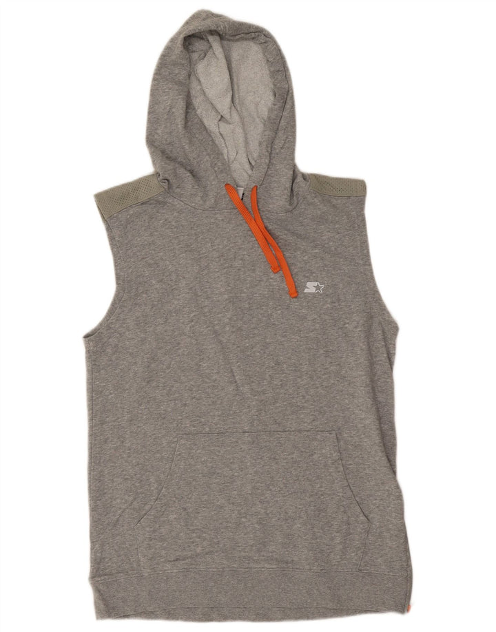 Jumper masculino com capuz sem mangas Starter algodão cinza médio