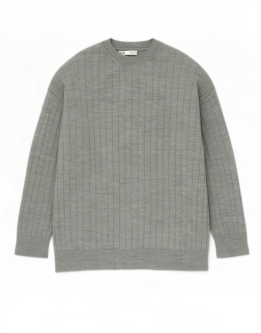 Zara Suéter masculino com gola redonda e acrílico verde médio