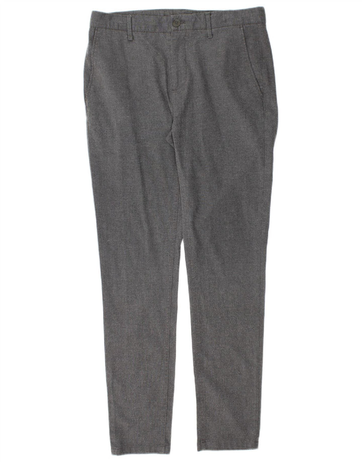 Zara Mens Slim Chino Calças EU 40 Médio W31 L30 Poliéster Cinza