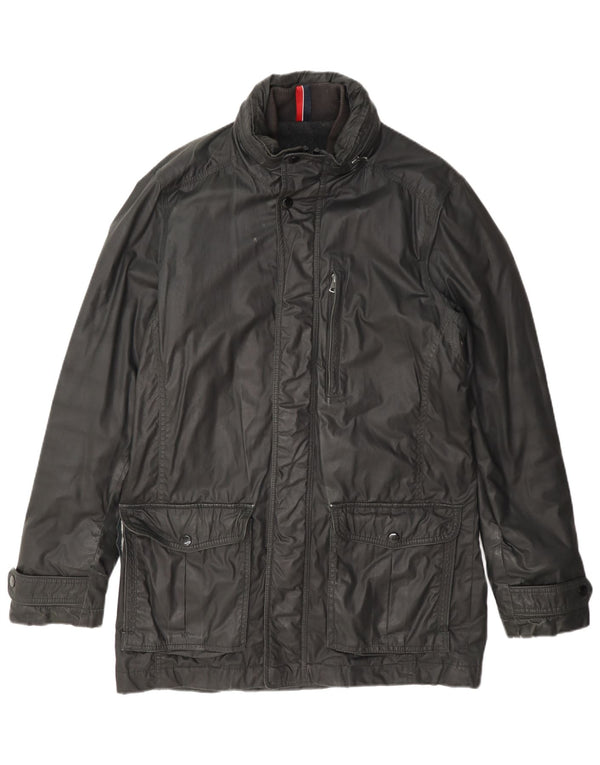Jaqueta utilitária masculina de couro sintético Tommy Hilfiger Reino Unido 38 cinza médio