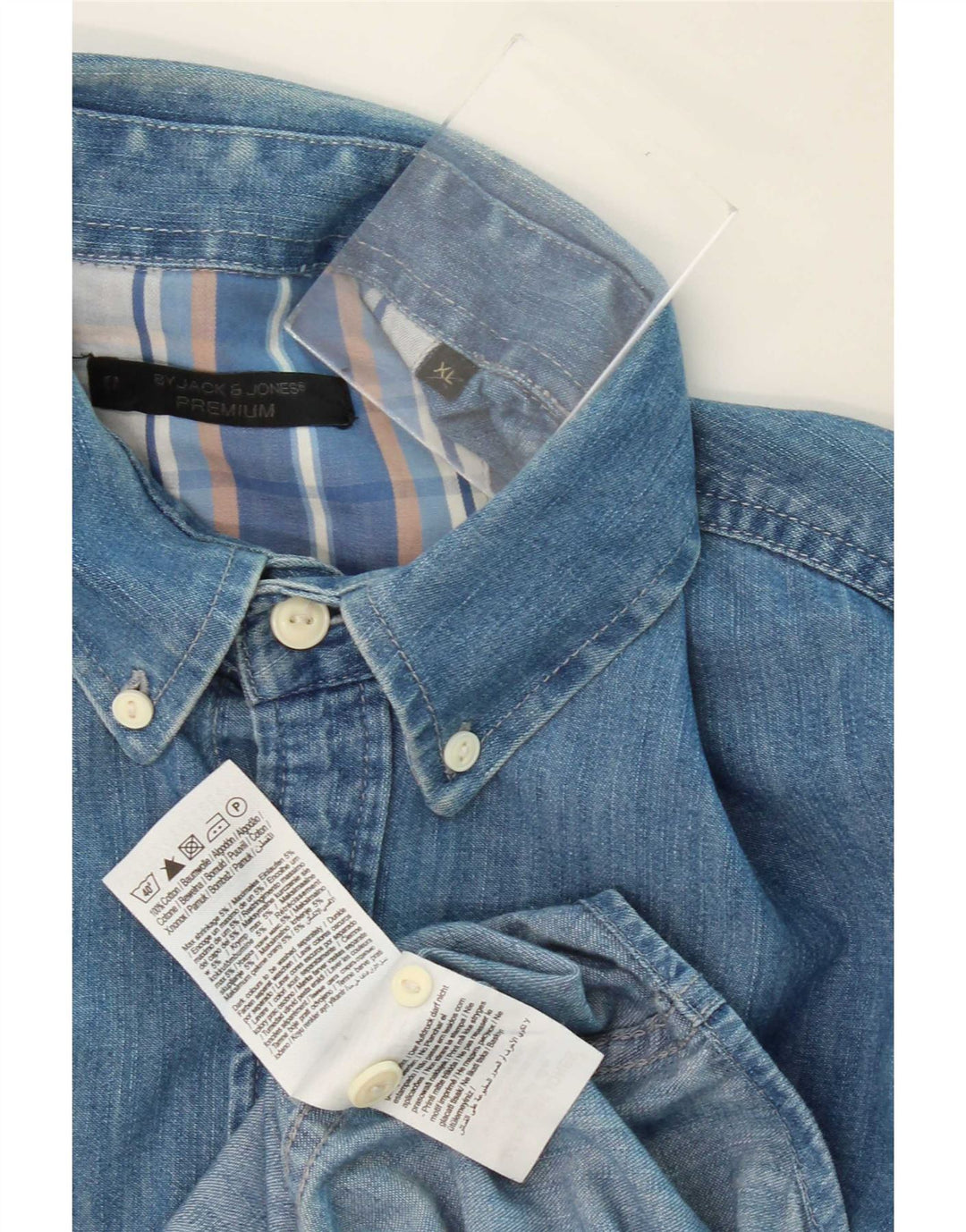 Camisa jeans masculina Jack & Jones XL azul algodão