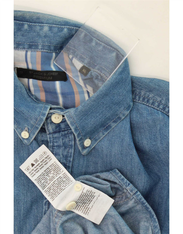 Camisa jeans masculina Jack & Jones XL azul algodão