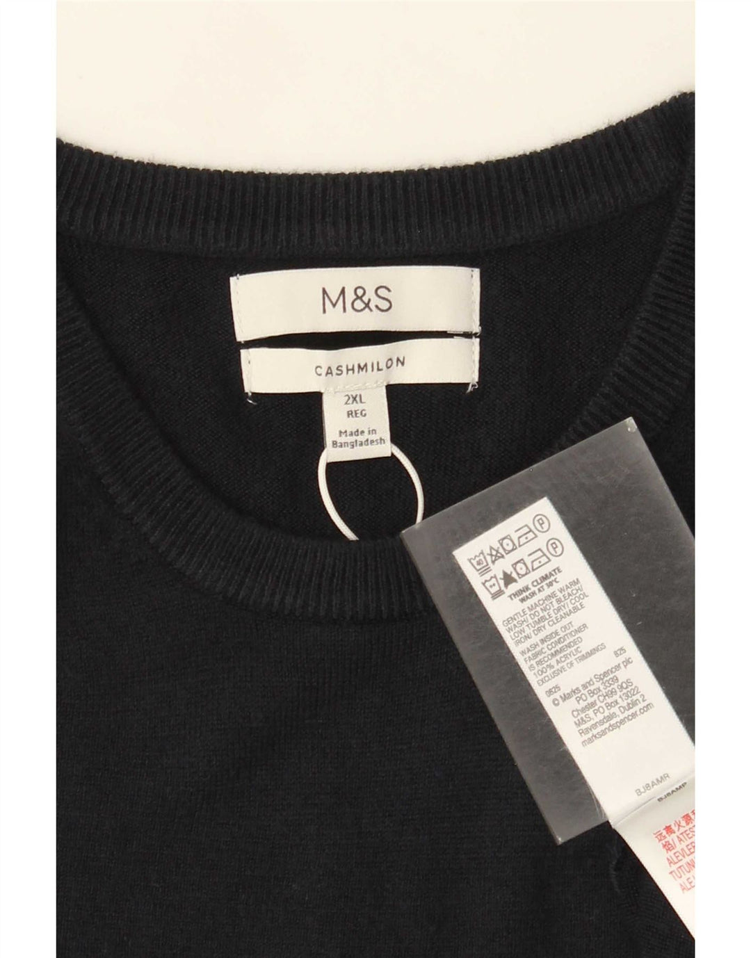 Suéter masculino Marks & Spencer com gola redonda 2XL azul marinho acrílico