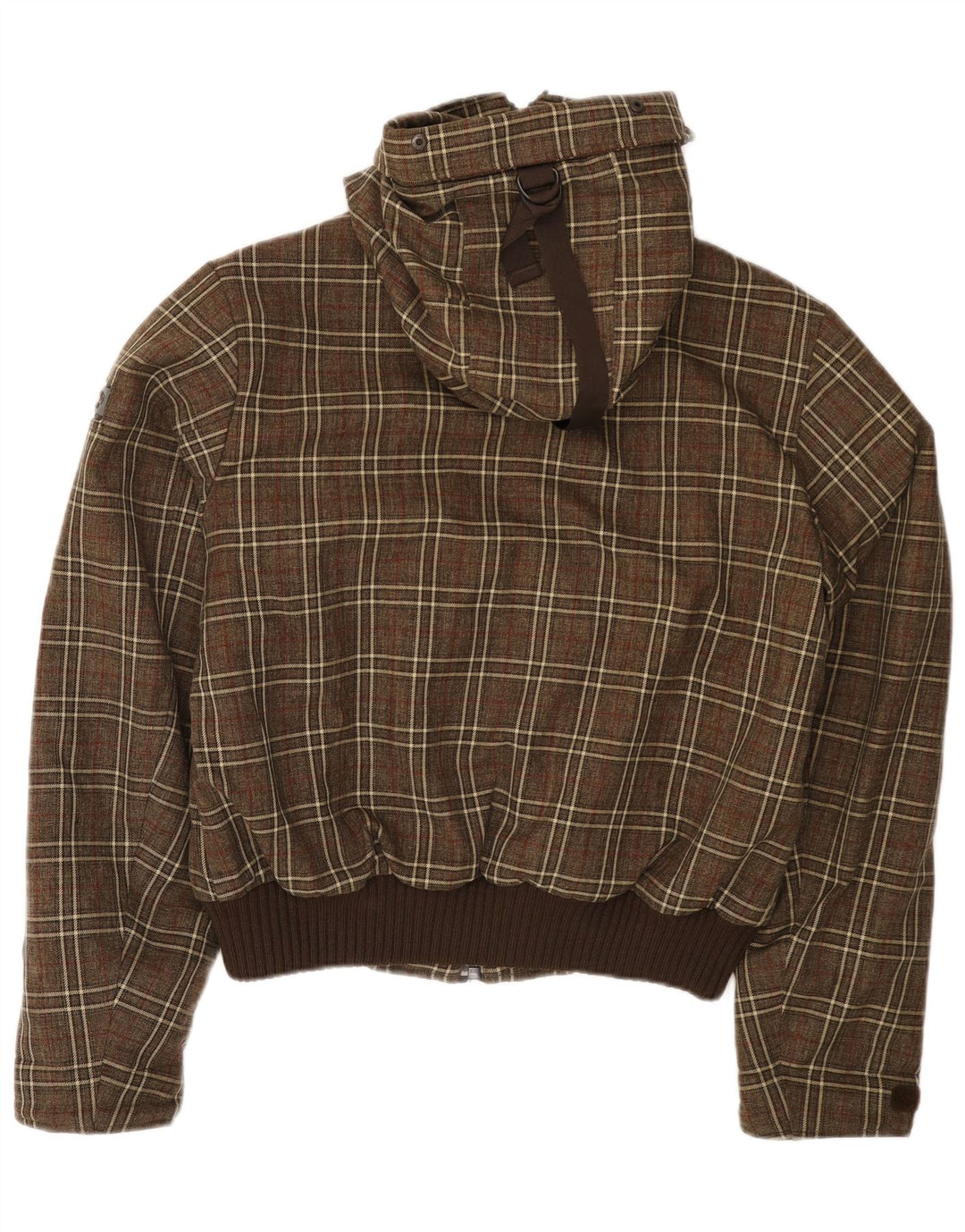 Jaqueta bomber masculina com capuz Canadiens UK 38 poliéster xadrez cáqui médio