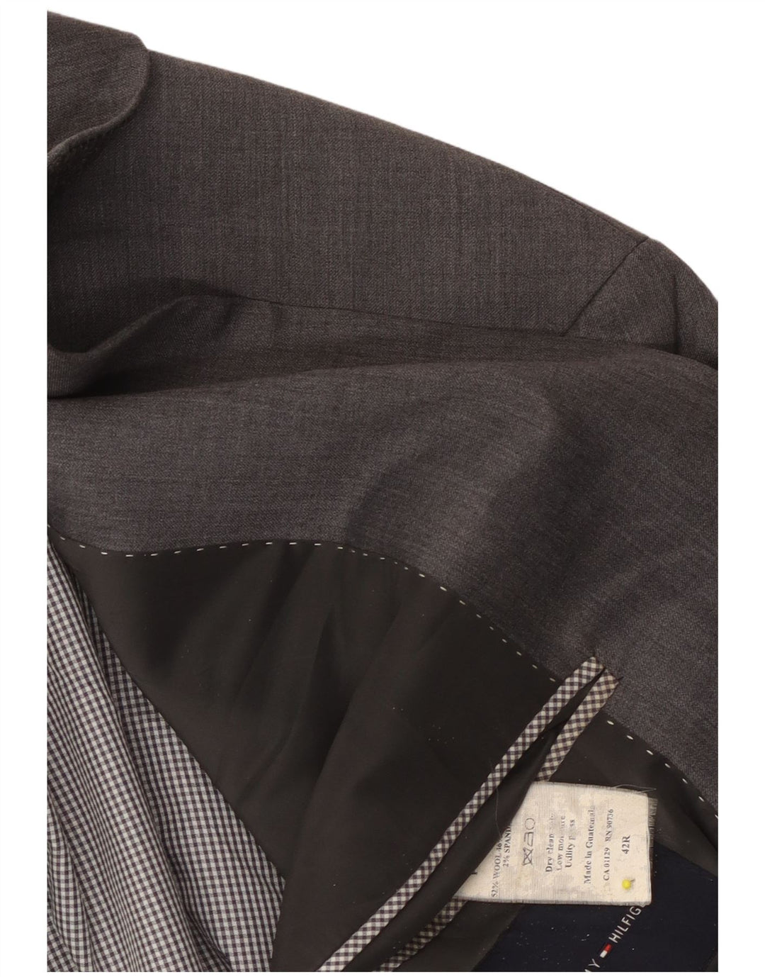 Jaqueta blazer masculina Tommy Hilfiger com 2 botões Reino Unido 42 XL lã cinza