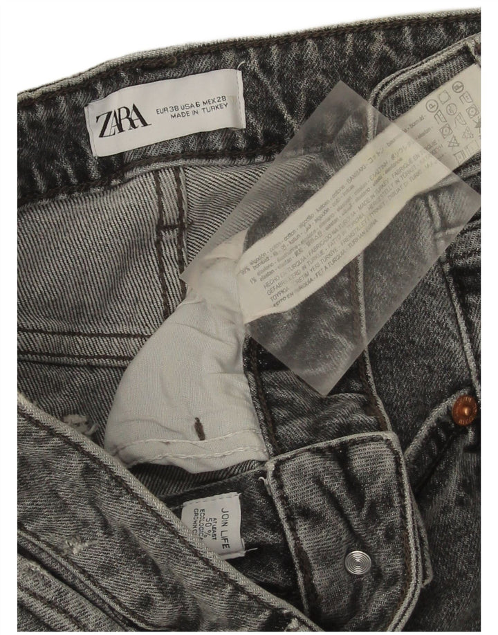 Calça jeans reta feminina Zara EU 38 pequena W28 L27 algodão cinza