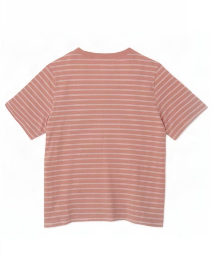 Camiseta feminina Marks & Spencer UK 12 algodão listrado rosa médio