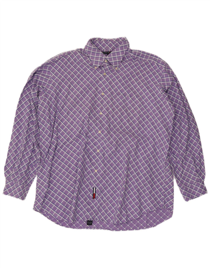 Camisa masculina TOMMY HILFIGER tamanho 17 1/2 XL algodão xadrez roxo