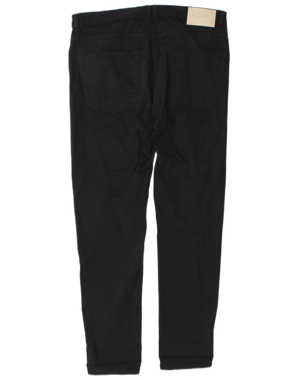 Calça feminina casual slim Zara EU 42 grande W32 L31 algodão preto