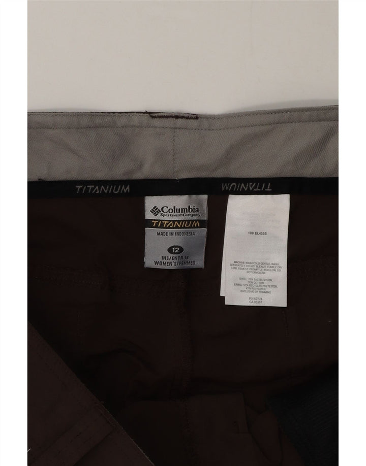 Bermuda feminina Columbia Cargo Shorts US 12 grande W36 marrom nylon