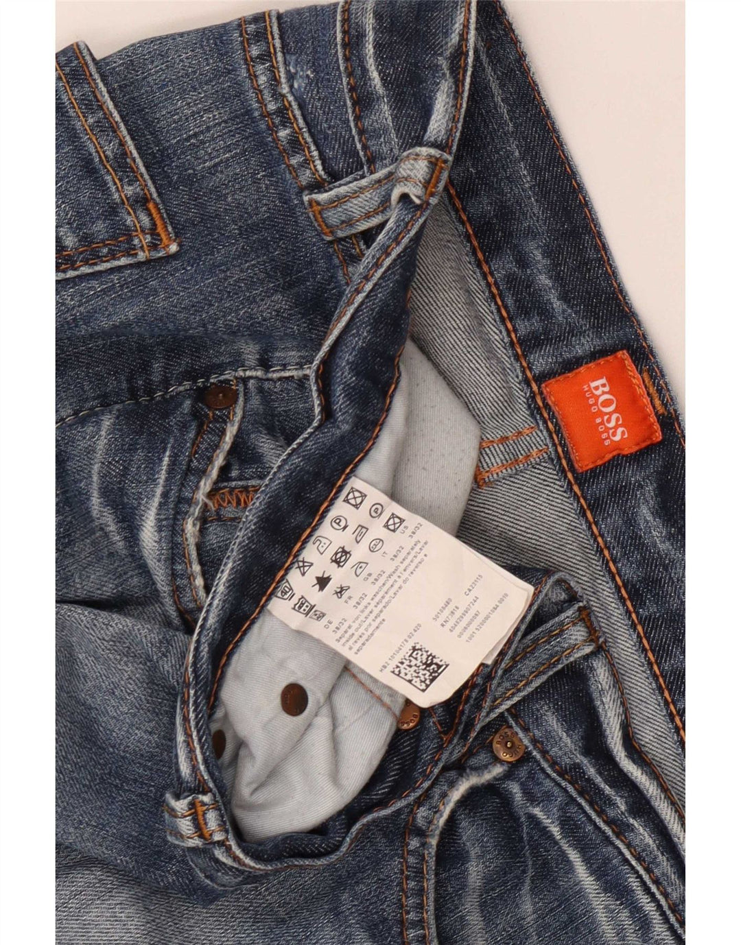 Hugo Boss Mens Straight Jeans W38 L32 Azul Algodão