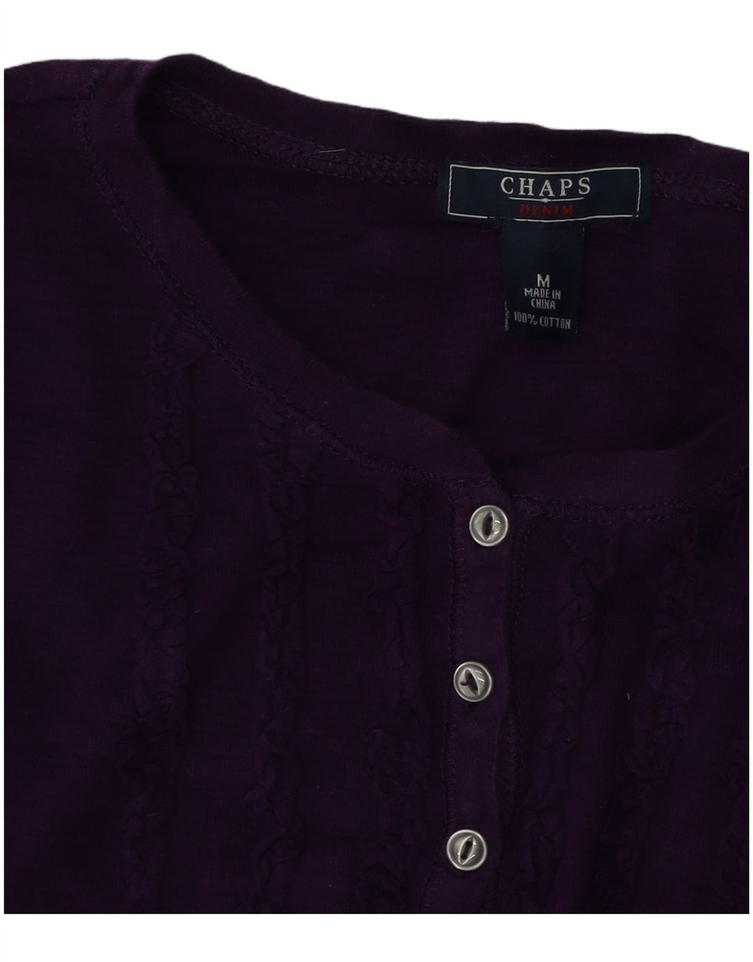 Top feminino Chaps manga comprida UK 14 algodão roxo médio