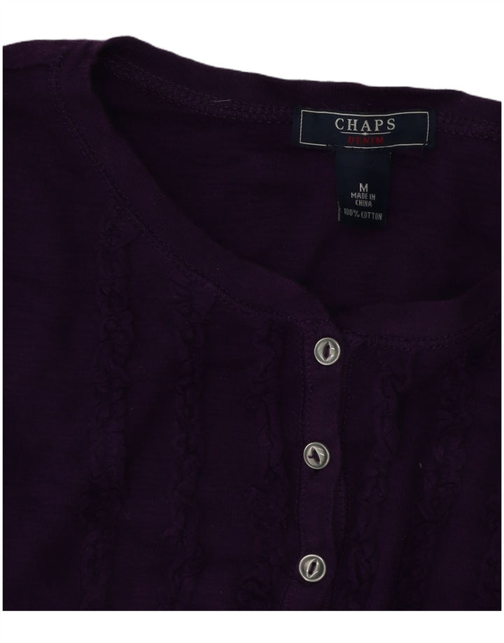 Top feminino Chaps manga comprida UK 14 algodão roxo médio