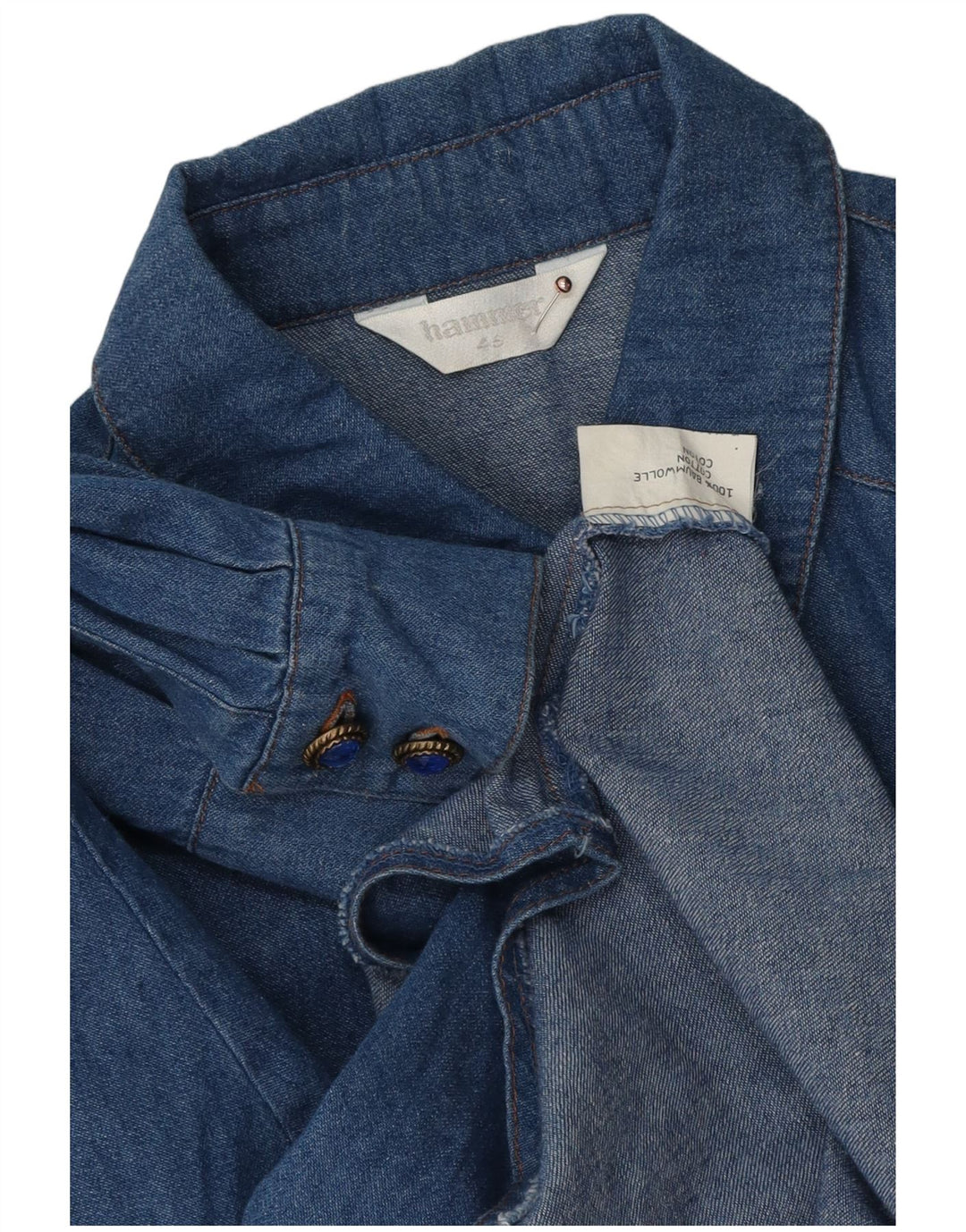 Camisa jeans feminina Hammer Oversized EU 46 XL azul algodão