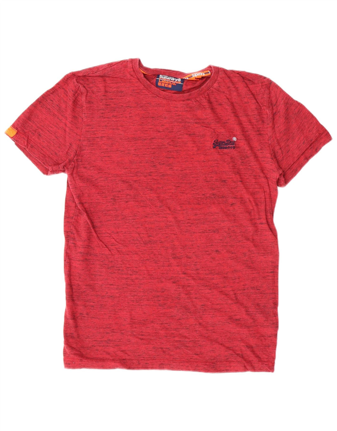 Camiseta masculina Superdry Top médio algodão manchado vermelho