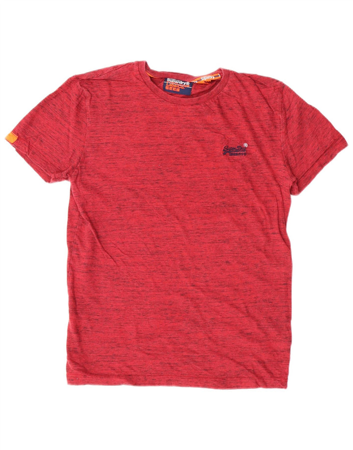Camiseta masculina Superdry Top médio algodão manchado vermelho