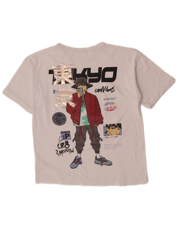 Zara Girls Graphic T-Shirt Top 13-14 Anos Cinza Algodão