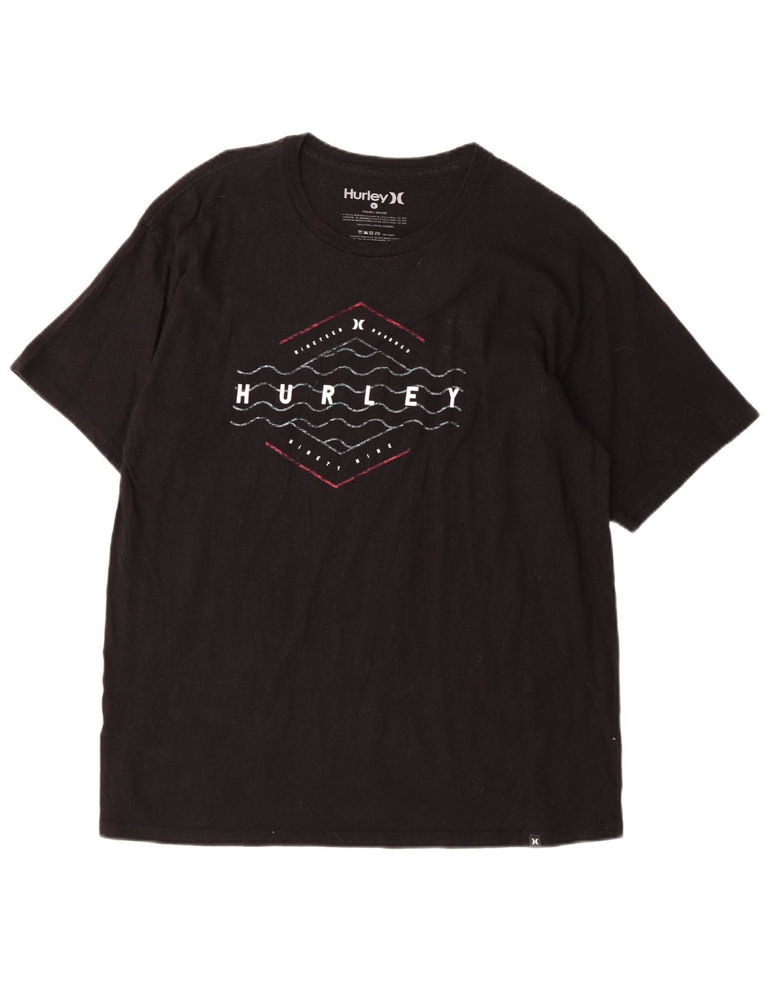 Camiseta masculina HURLEY com estampa gráfica grande de algodão preto