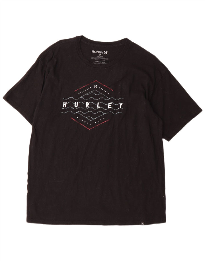 Camiseta masculina HURLEY com estampa gráfica grande de algodão preto