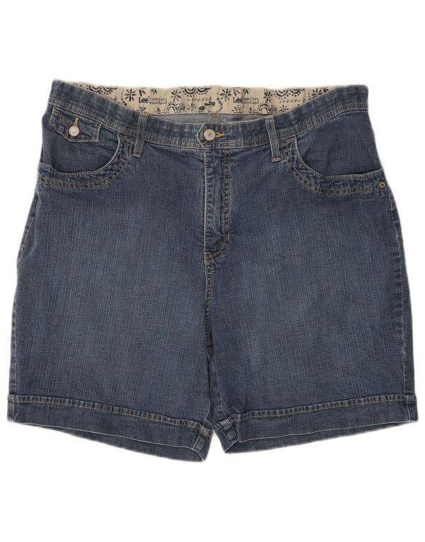 Shorts jeans feminino de cintura alta Lee US 18 2XL W36 algodão azul