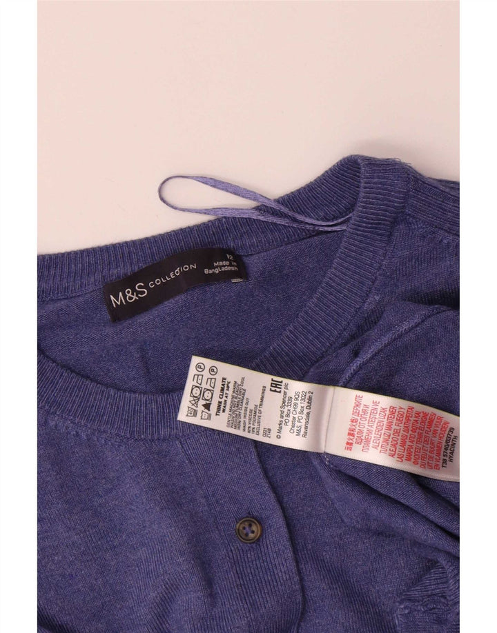 Suéter cardigã feminino Marks & Spencer UK 12 viscose azul médio